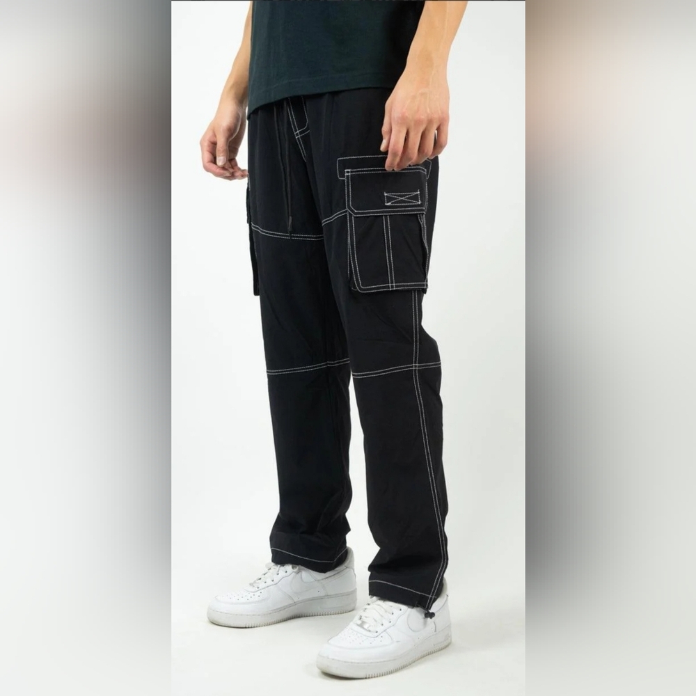 Mens Rebel Minds Utility Pants w/ Contrast Thread - Black Size Small